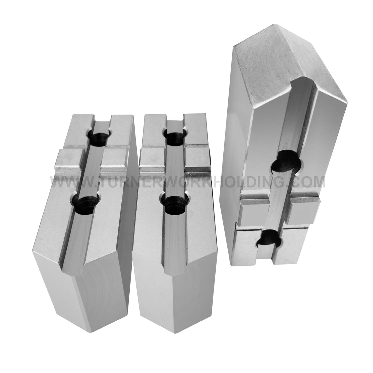 TG-8C-3.0-SP - AMERICAN STANDARD STEEL POINTED SOFT JAWS FOR TONGUE & GROOVE 8" CHUCK 3" HT (3 PC SET)