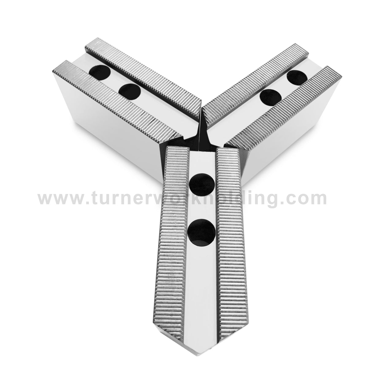 K-15C-4.0-AP - 15" Lathe Chuck Serrated Aluminum Soft Jaws Set (3 Pcs), Pointed, 4.0" Height, for Kitagawa (B-15), Samchully Power Chucks