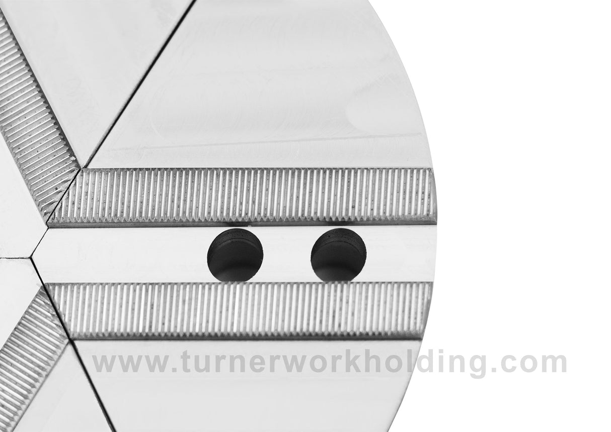 K-12C-2.58-AR- 12" Lathe Chuck Serrated (1.5 MM x 60), Aluminum, 2.5" Height, 0.827" (21 mm) Slot, Pie Full Round Grip Soft Jaws Set (3 Pcs) for Kitagawa (B-212)/Samchully Power Chucks