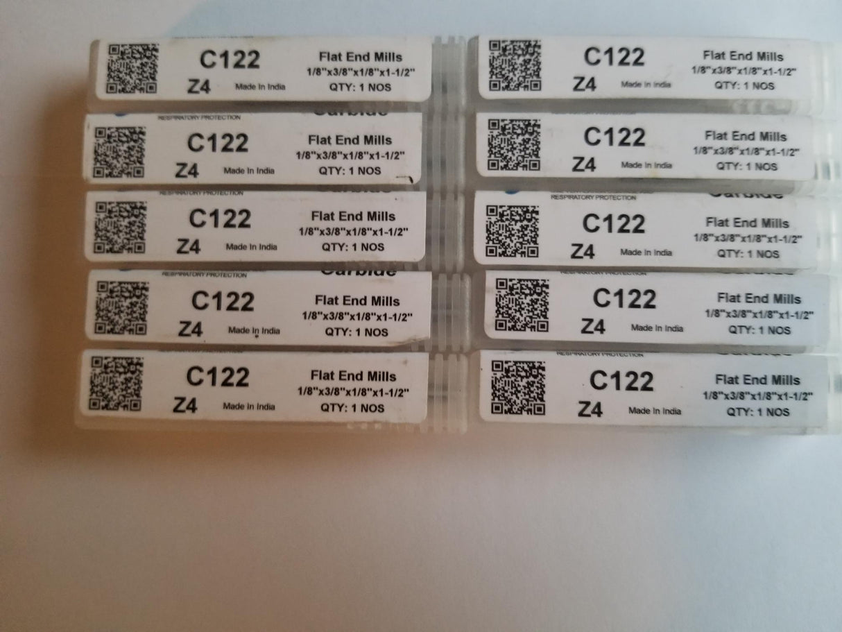 10 PCS -1/8" DIA END MILL SOLID CARBIDE TIALN COATED, OAL - 1.5", FL -3/8"