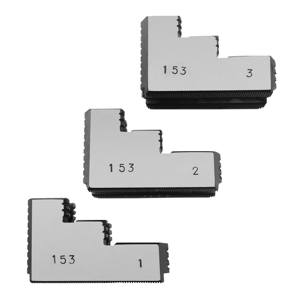 K-6CD-HJ - 6" Double Step Hard Steel Jaws for Kitagawa (B-206), Samchully CNC Lathe Power Chucks, 3 Pc Set