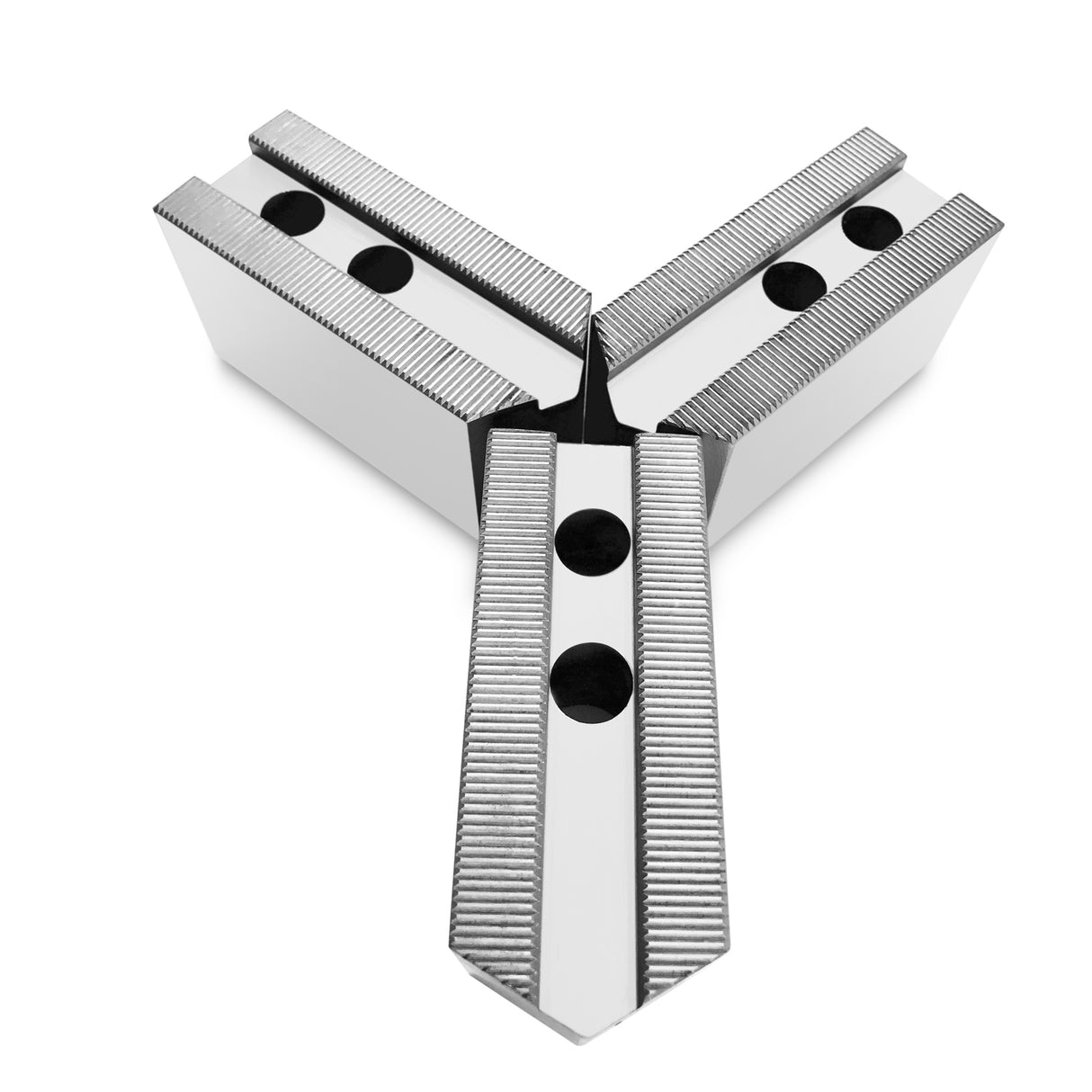 K-6C-2.0-AP - 6" Lathe Chuck Serrated Aluminum Soft Jaws Set (3 Pcs), Pointed, 2" Height, for Kitagawa (B-206), Samchully Power Chucks