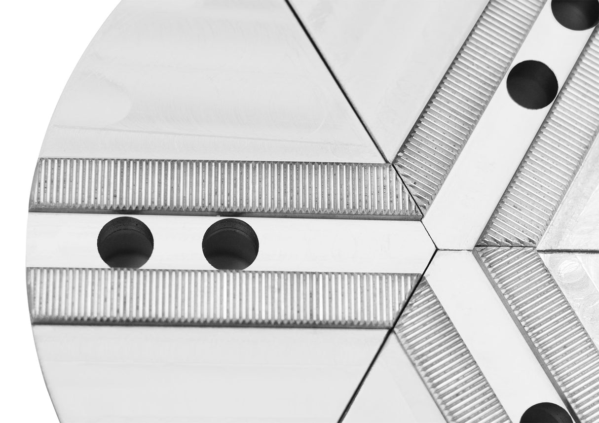 K-6C-1.5-SR- 6" Lathe Chuck Serrated (1.5 MM x 60), Steel, Pointed, 1.5" Height, Pie Full Round Grip Soft Jaws Set (3 Pcs) for Kitagawa (B-206)/Samchully Power Chucks