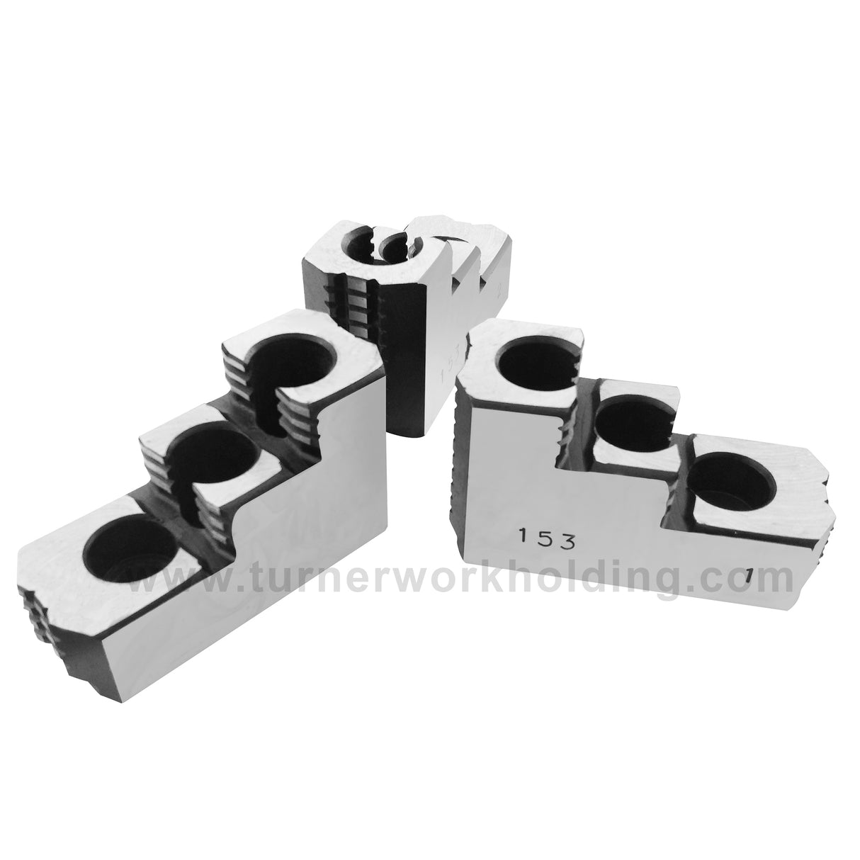 K-15C-HJ - 15" Steel Double Step CNC Hard Chuck Jaws for Kitagawa (B-15/B-18),Samchully type Power Chucks, 3 Pc Set